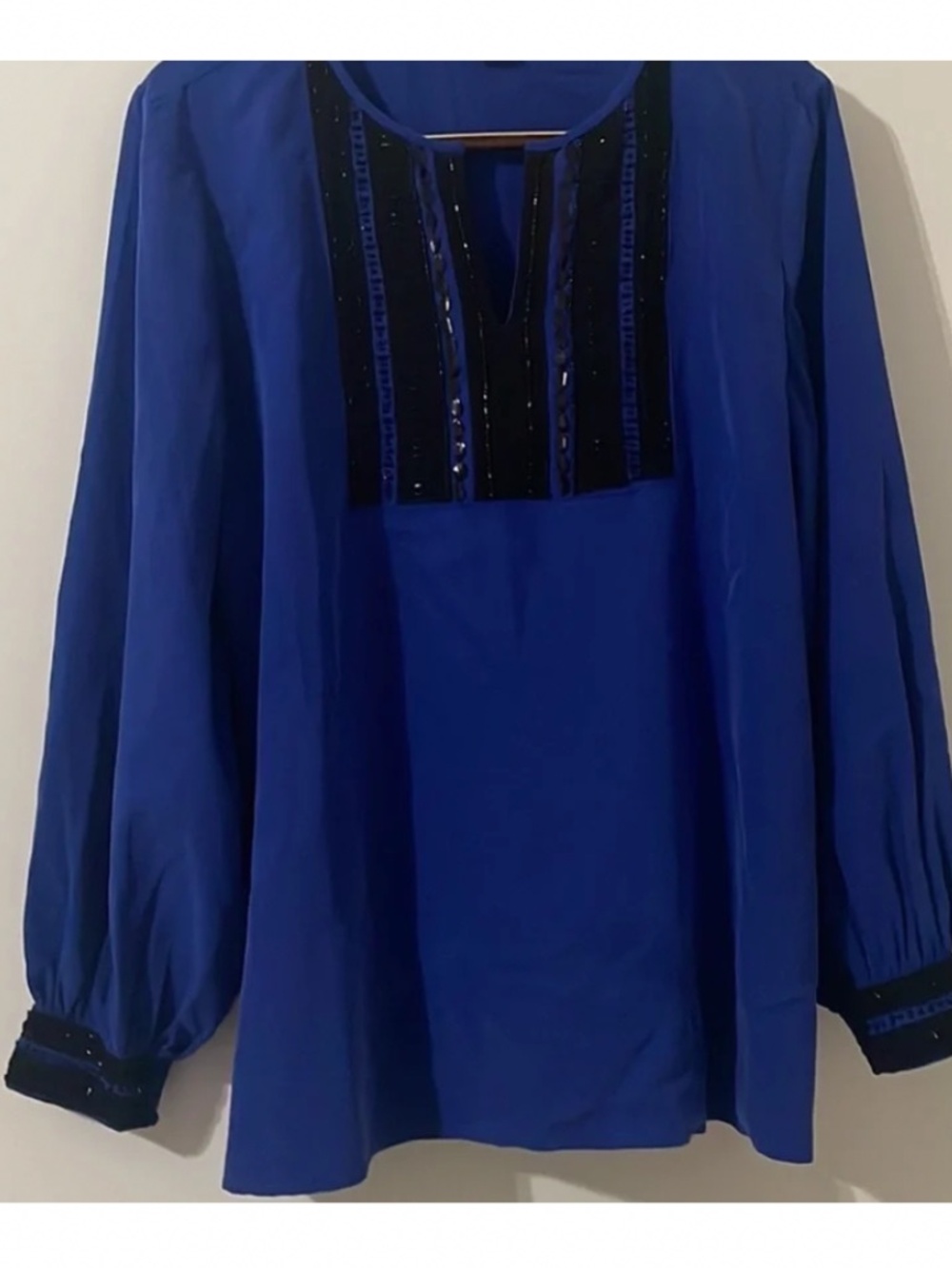 Chico’s Embellished Colorclock Top in Cobalt Combo Sz M EUC $109R - Picture 10 of 13